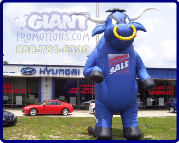 Blue bull giant inflatable advertising balloon.