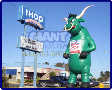 Green bull giant inflatable advertising balloon.