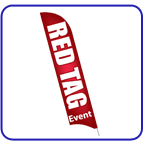 red tag event double sided feather flags