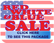 sale in a box red white and blue