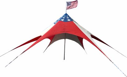 Giant Promotions Red, White, and Blue Star Tent Rental in Florida.