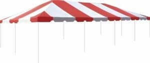 Red and white 20x40 frame tent rental in Florida - Giant Promotions.