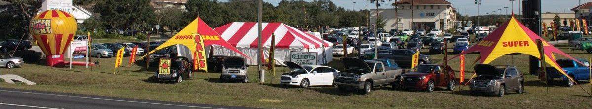 Full Giant Promotions rental set-up - tent and event products for rent in Florida.