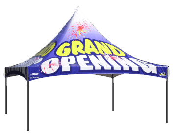 High peak tent with 'Grand Opening' banner - Giant Promotions